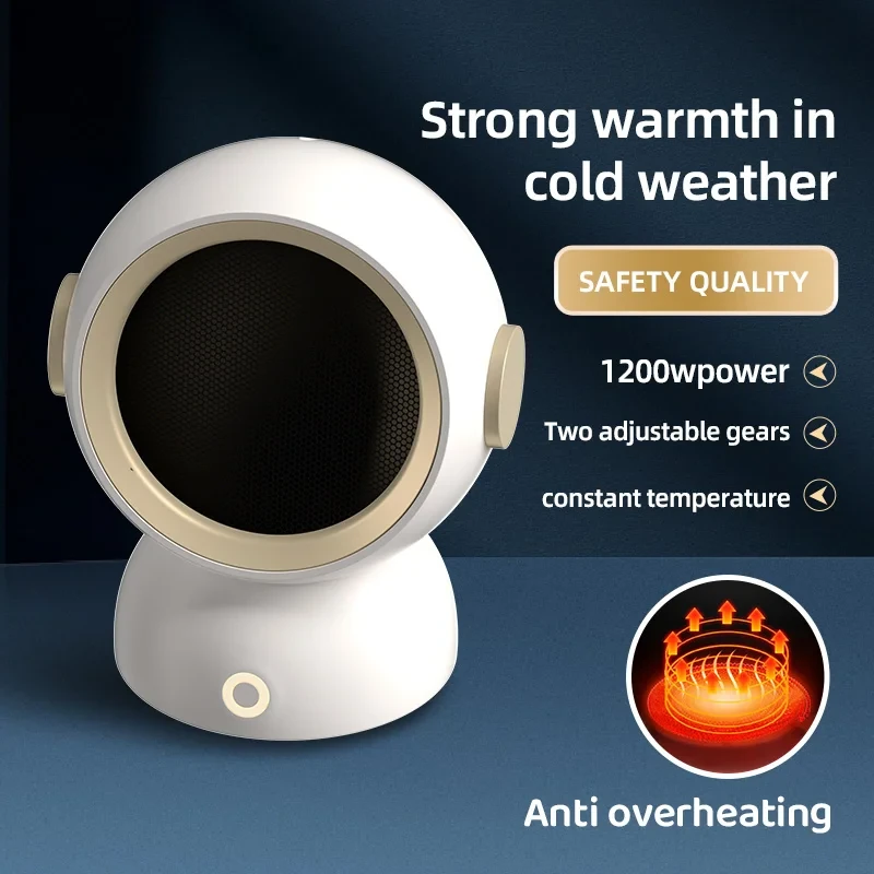 (image for) 1200W Instant Heating Desktop Heater Electric Heater Portable Desktop Fan Heating Heater Mini Radiator Home Office Winter Heater