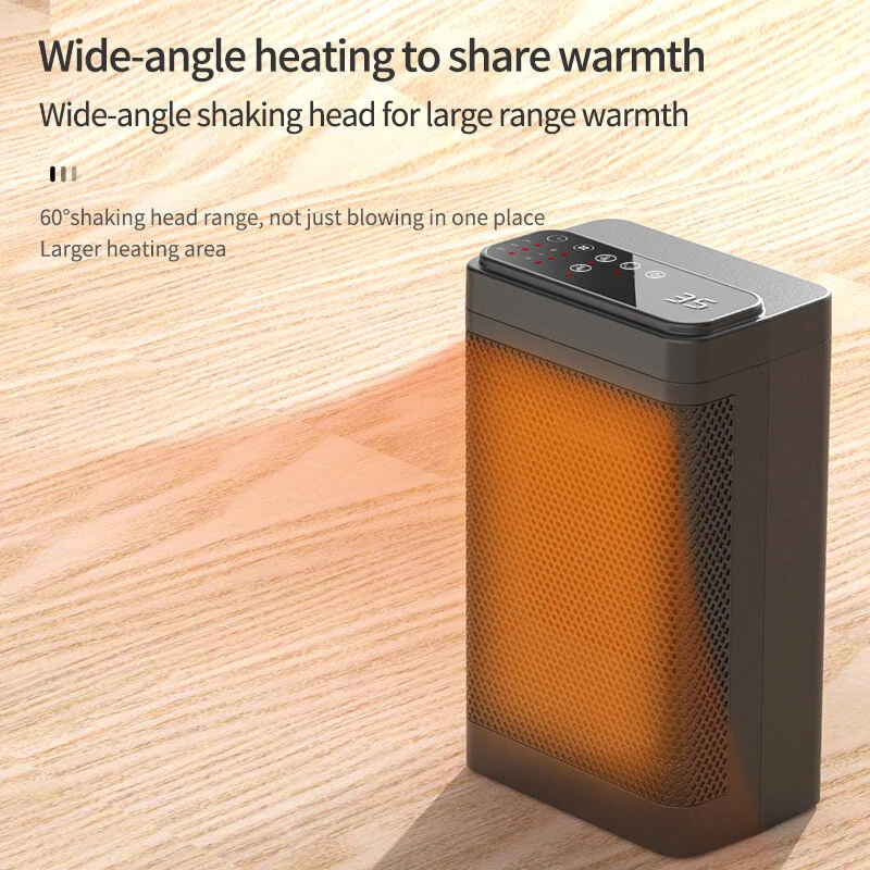 (image for) 1500W Remote Control Space Heater 3 Gear PTC Ceramic Heating Long-Range Remote Adjustable Thermostat Compact Electric Heater for Home Office