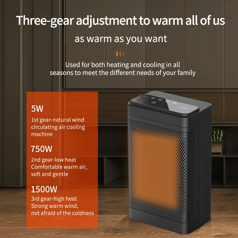 (image for) 1500W Remote Control Space Heater 3 Gear PTC Ceramic Heating Long-Range Remote Adjustable Thermostat Compact Electric Heater for Home Office