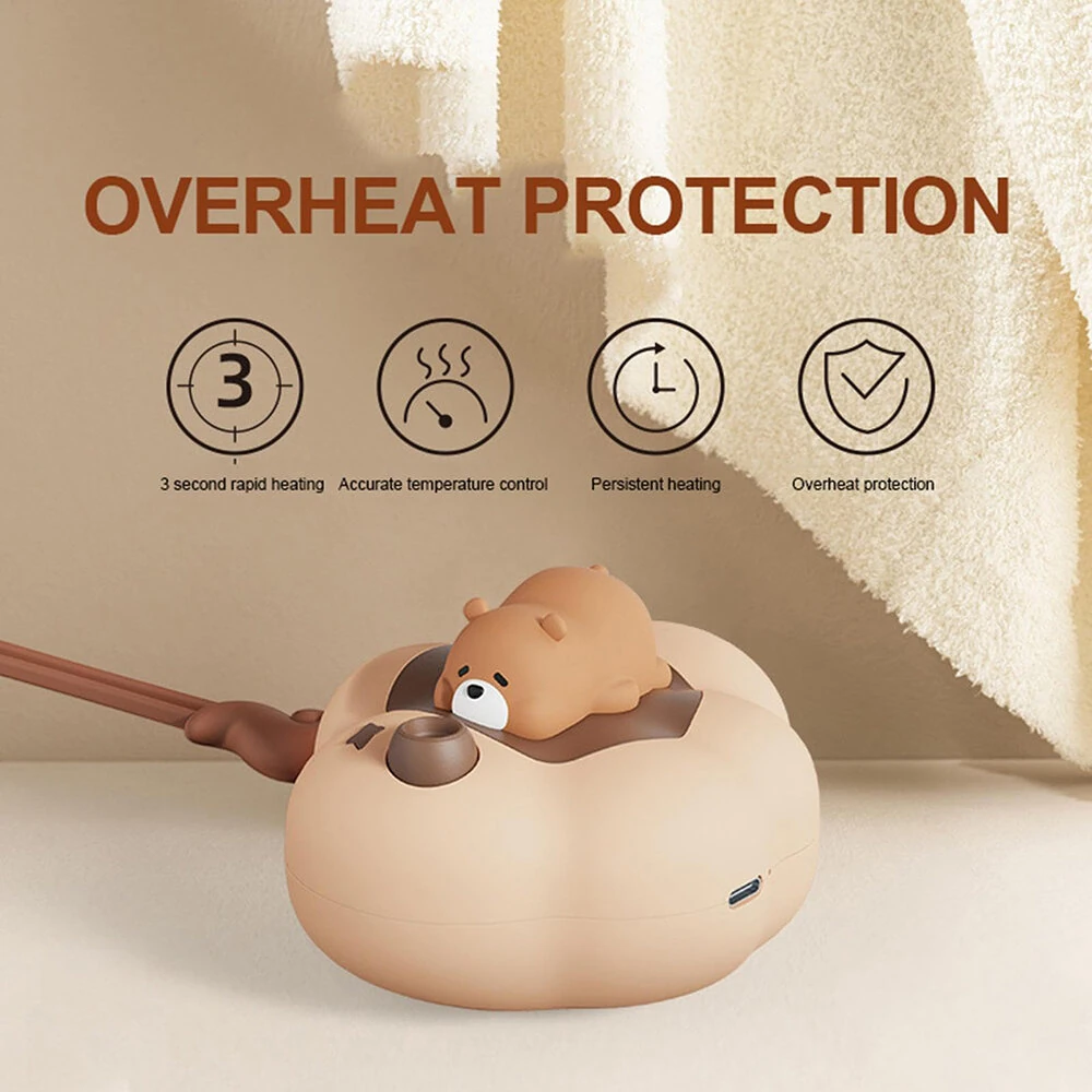 (image for) 2 In 1 Pocket Hand Warmer Cute Animal Shape Silicone Heated Hand Warmers USB Rechargeable Hand Warmers with 2 Heat Modes