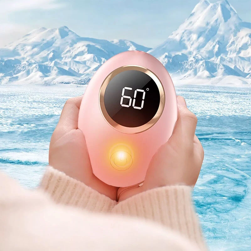 (image for) 2 in 1 Portable Mini Hand Warmer USB Rechargeable 2000mAh Power Bank Heater 3 Temperature Adjustment Digital Display Hand Warmer