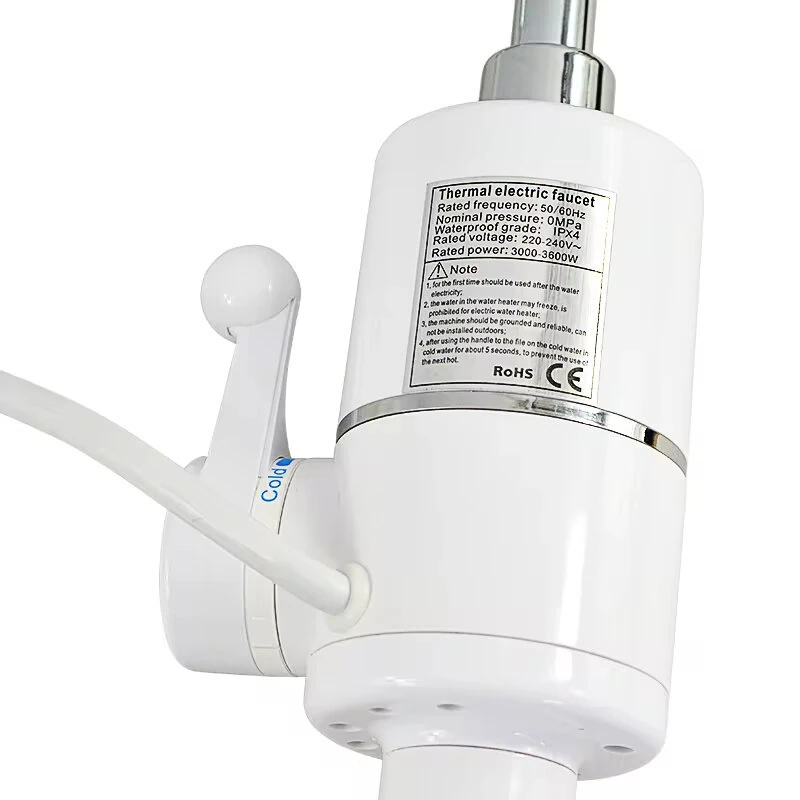 (image for) 3000W Fast Electric Water Heater Tap IPX4 Waterproof Instant Heating Multi-layer Coated EU Plug Kitchen Faucet